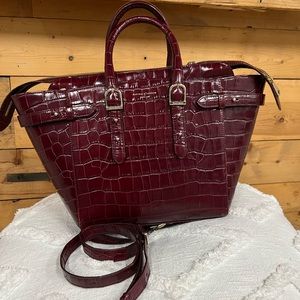 Aspinal of London Large Tote Faux Bordeaux Crocodile Excellent. Condition